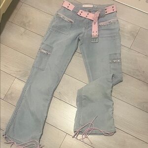 Dollhouse Women's Straight Leg Jeans with Pink Accents